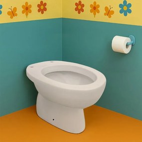 Vaso infanzia H 31 bianco in ceramica con scarico a pavimento