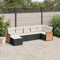 Set Divani da Giardino con Cuscini 7pz Nero Polyrattan 3227869