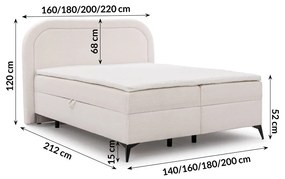 Letto boxspring bianco con contenitore 160x200 cm Ornes – Ropez