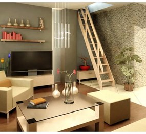 Scala salvaspazio dritta Oslo, struttura in legno abete, gradini in legno grezzo, colore abete naturale