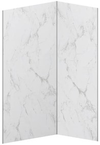 Pannello per parete da doccia effetto marmo bianco alluminio con profili L90xL120xH210cm - Lotto di 2 - ENEKO