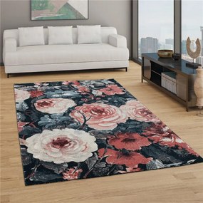 Tappeto Arredo a Pelo Corto Boho Colori Assortiti  Colore Rosso, Dimensioni cm 120x170