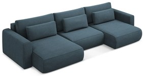 Divano angolare blu allungabile/con contenitore (a U) Kapua – Makamii