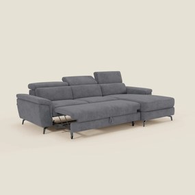Estro Divano estraibile con chaise-longue e poggiatesta reclinabili in tessuto impermeabile T14 grigio