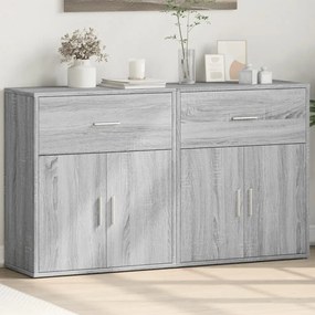 Credenze 2 pz grigio sonoma 60x31x70 cm in legno multistrato