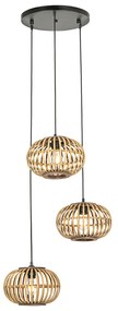 Lampada a sospensione orientale in bambù 3 luci rotonda - Amira