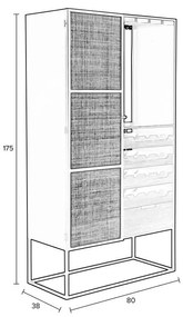 Portabottiglie in rattan nero per 16 bottiglie, 80x175 cm Guuji - White Label