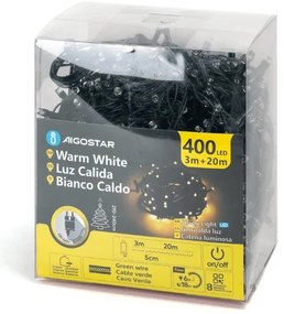 Aigostar - Catena LED natalizia da esterno 400xLED/8 funzioni 23m IP44 bianco caldo