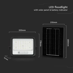 Faretto solare dimmerabile a LED 100W/3,2V IP65 5000 mAh nero + telecomando