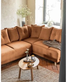 Divano letto angolare in velluto a coste color mattone (angolo destro) Lazy Lukka - Miuform