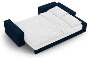 Divano angolare blu scuro allungabile/con contenitore (con penisola a destra/con chaise lounge) con rivestimento in velluto Jodie – Micadoni