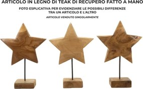 Scultura Stella In Teak Riciclato Cm 28X12X42 (Pezzi Unici - Non Rip. In Serie)