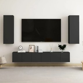 Set mobile tv 5 pz nero in truciolato