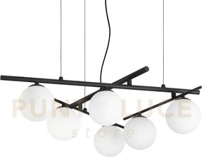 Atlas sospensione 6 luci attacco g9 colore nero in metallo e diffus...