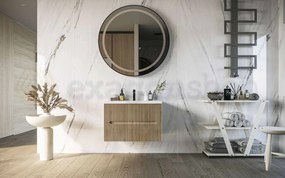 Mobile bagno teak 60x46 cannettato Urbino due cassetti con lavabo in ceramica frontale