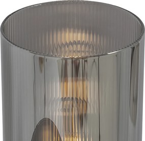 Lampada da tavolo Art Déco nera con vetro fumé 2 luci - Laura
