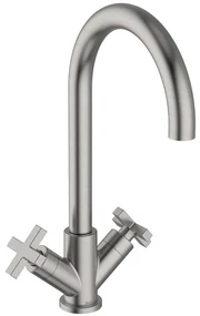 Rubinetto per lavabo getto aerato Los Angeles nichel spazzolato satinato HUBER H 33.8 cm