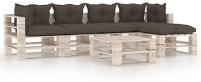 Set divani da giardino pallet 6 pz con cuscini in legno di pino