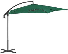 Ombrellone a Sbalzo con Palo in Acciaio 250x250 cm Verde