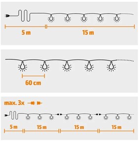 Brilagi - Catena decorativa da esterno LED GHIRLANDA 25xE12 20m bianco IP44 bianco caldo