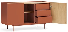 Cassettiera bassa in rovere decorato color mattone-naturale 130x78 cm Otto - Teulat