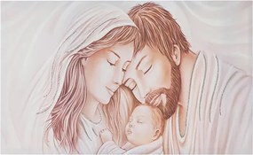 Quadro in tela 50x100 cm tema Nativitŕ con particolari a rilievo