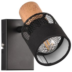 Lampada da parete in nero e naturale ø 7 cm Nandini - Trio