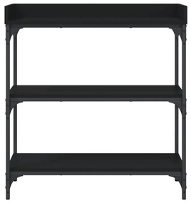 Tavolino consolle con ripiani nero 75x30x80 cm