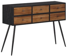 Tavolo Consolle Con Cassetti 116x30x76cm Teak Massello Recupero /