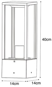 Lampada da terra smart da esterno nera con vetro a coste 40 cm incl. WiFi A60 - Charlois