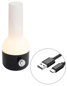 Lampada da tavolo da esterno bianca e nera con LED ricaricabile IP44 - Haard