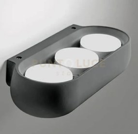 Mysia applique a parete  3 luci attacco gx53 grigia ral 7039 27,5x12cm