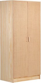 Armadio ASTIGARRAGA in legno e fibra naturale di rafia  L 80 x H 179.5 x P 48 cm