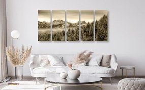 Quadri 5 pezzi – Montagne congelate in versione seppia