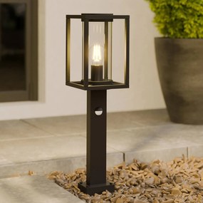 Lucande lampione Ferda, 60 cm, sensore, antracite, IP44 Ferda, Nero, Alluminio, Moderno
