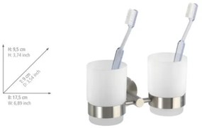 WENKO 19638100 - Portaspazzolini BOSIO MATT 17,5x9,5 cm acciaio inossidabile/argento