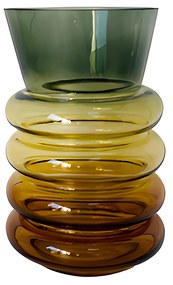 Vaso arredo vetro a cerchi 20 cm verde