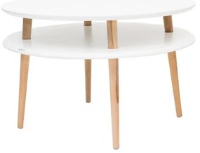 Tavolino bianco con gambe naturali UFO, Ø 70 cm Ufo - Ragaba