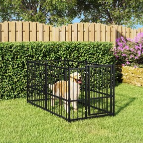 Gabbia per cani nera 193,5x97x100 cm in acciaio