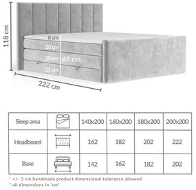 Letto boxspring blu con contenitore 160x200 cm Ava – Maison de Rêve