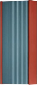 Pensile bagno Niwa cannettato laccato opaco paprika con vetro blu pacifico, 1 anta P17 x L30 x H78.5 cm