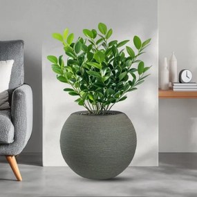 Vaso in resina da esterno interno tondo a sfera d.40x33h Botticelli Verde