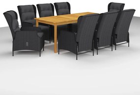 Set da pranzo da giardino 9 pz grigio scuro