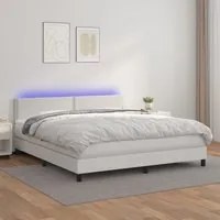 Giroletto Molle con Materasso e LED Bianco 160x200cm Similpelle 3134172