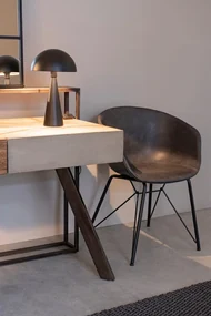 Set di 2 poltroncine WARHOL in similpelle antracite e gambe in acciaio nero, con braccioli