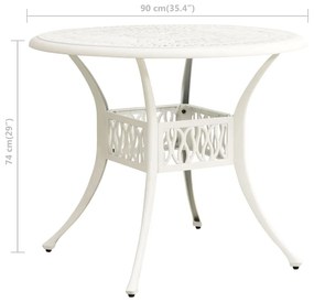 Tavolo da Giardino Bianco 90x90x74 cm in Alluminio Pressofuso
