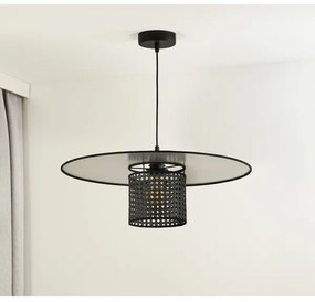 Duolla - Lampadario a sospensione con filo TOKYO RATTAN 1xE27/15W/230V diametro 50 cm nero/argento