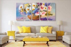 Quadri 5 pezzi – Dipinto a olio di fiori estivi