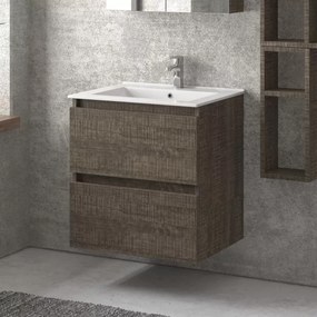 Mobile bagno sospeso 60 cm con lavabo integrato e 2 cassetti TOD-60L - KAMALU