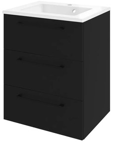 Mobile da bagno sospeso sotto lavabo L 60 x H 73 x P 46 cm nero laminato opaco, 3 cassetti SENSEA Remix